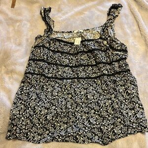 Floral Black and White Women's Top